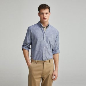 M COTTON SLUB LONG-SLEEVED CUSTOM FIT SHIRT