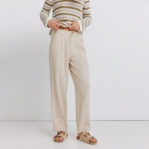 W LINEN PLEATED TROUSERS