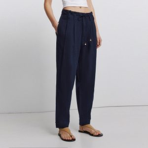 W 7.T.B.PANTALON LINO CORDON NAVY
